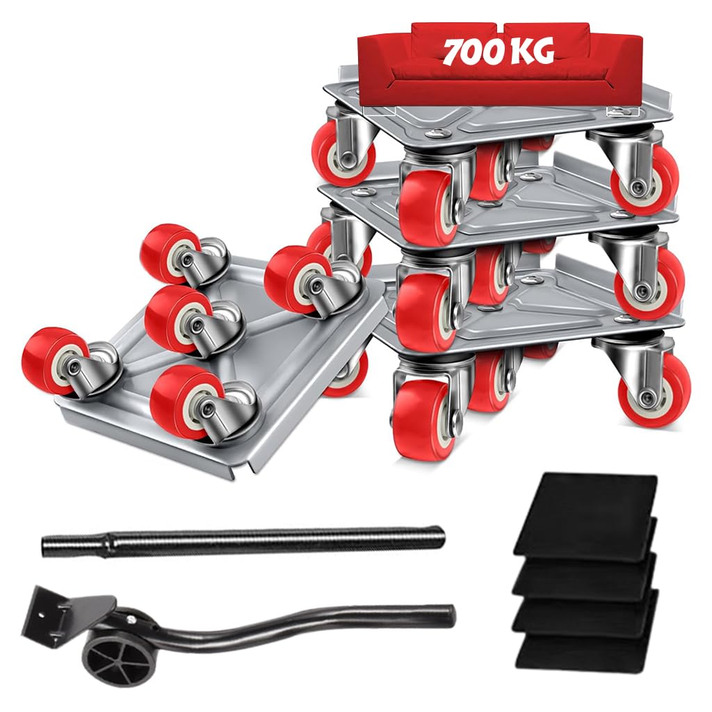 HASTHIP 5-Wheel Furniture Lifter Mover Set, 600kg Heavy Duty Furniture Move Roller Tools with Anti-Slip for Sofa, Wardrobes, Washing Machines, Fridge Adjustable Height HASTHIP 5-Wheel Furniture Lifter Mover Set, 600kg Heavy Duty Furniture Move Roller Tools with Anti-Slip for Sofa, Wardrobes, Washing Machines, Fridge Adjustable Height